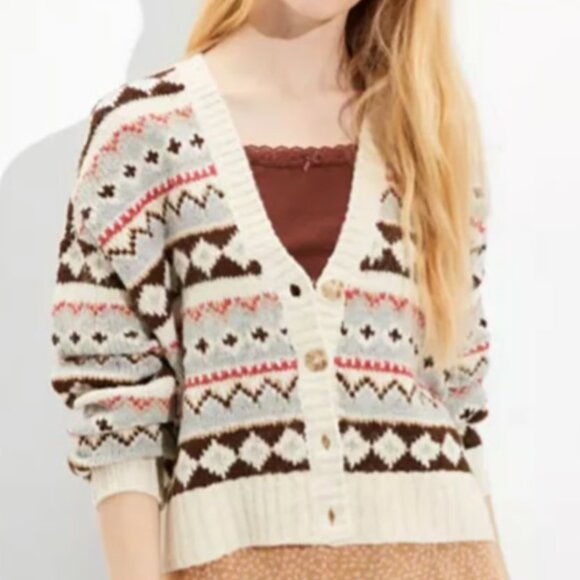 American Eagle Fair Isle knit cardigan sweater size XXS - Picture 1 of 16